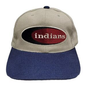 Cleveland Indians Vintage American Needle Beige Tan Strap Back Hat Cap